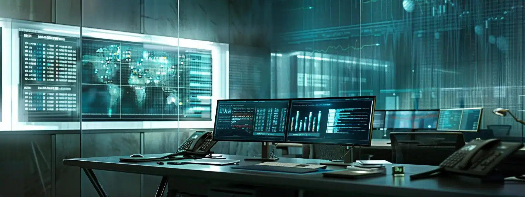 a sleek, modern workspace showcases a luminous computer screen displaying advanced accounting software, with vibrant graphs and charts illustrating efficient manufacturing processes.