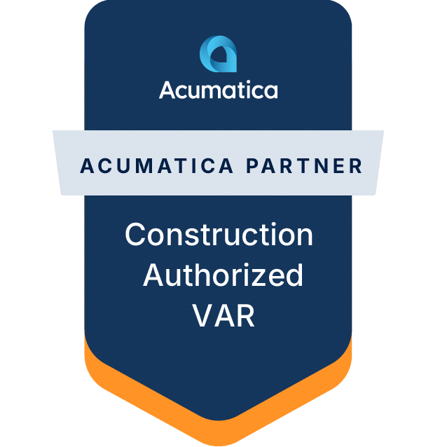 acumatica program and certification badges CONSTRUCTION AUTHORIZED VAR
