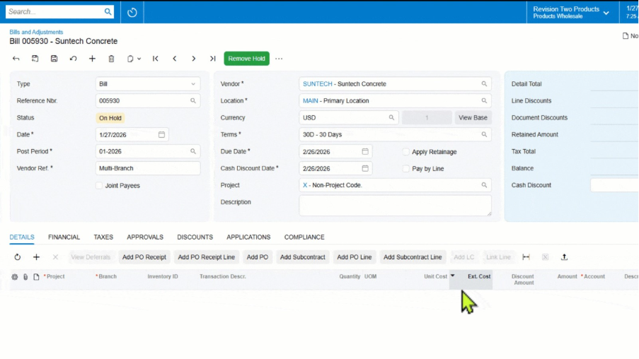 Progress billing automation for project based businesses