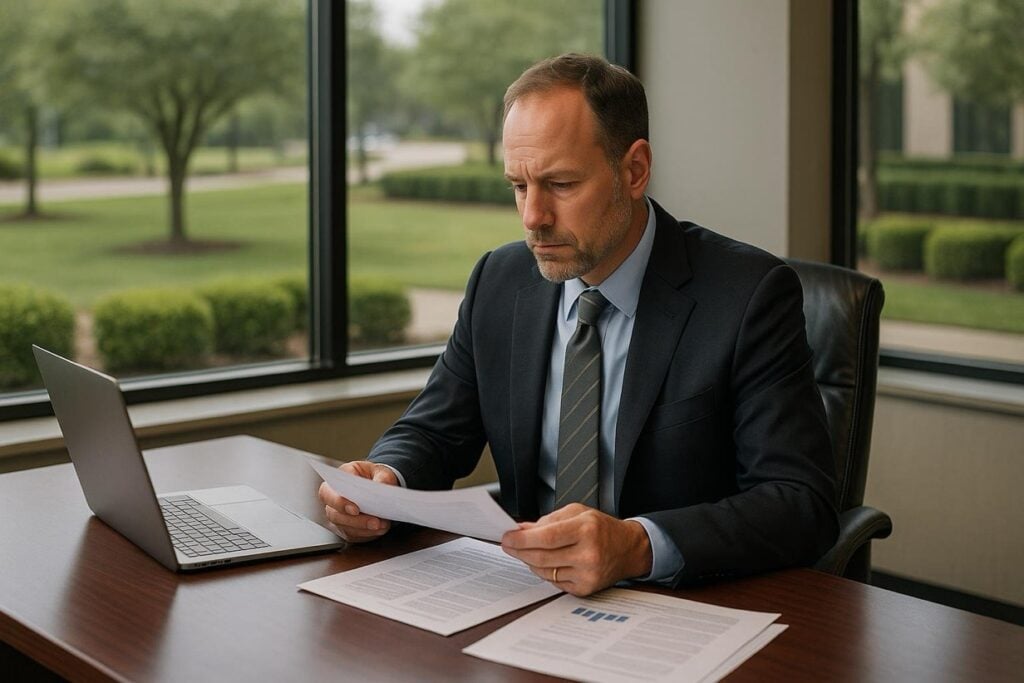 PE-backed commercial landscaping CFO reviewing post-acquisition financial integration plans